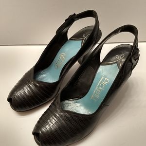 J Miller Vintage Peep Toe Lizard Sling Back Women's Heels size 4 1/2